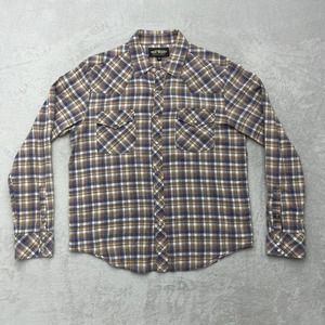 Salt Valley Shirt Womens Large Plaid Brown Blue Long Sleeve Flannel Button Up